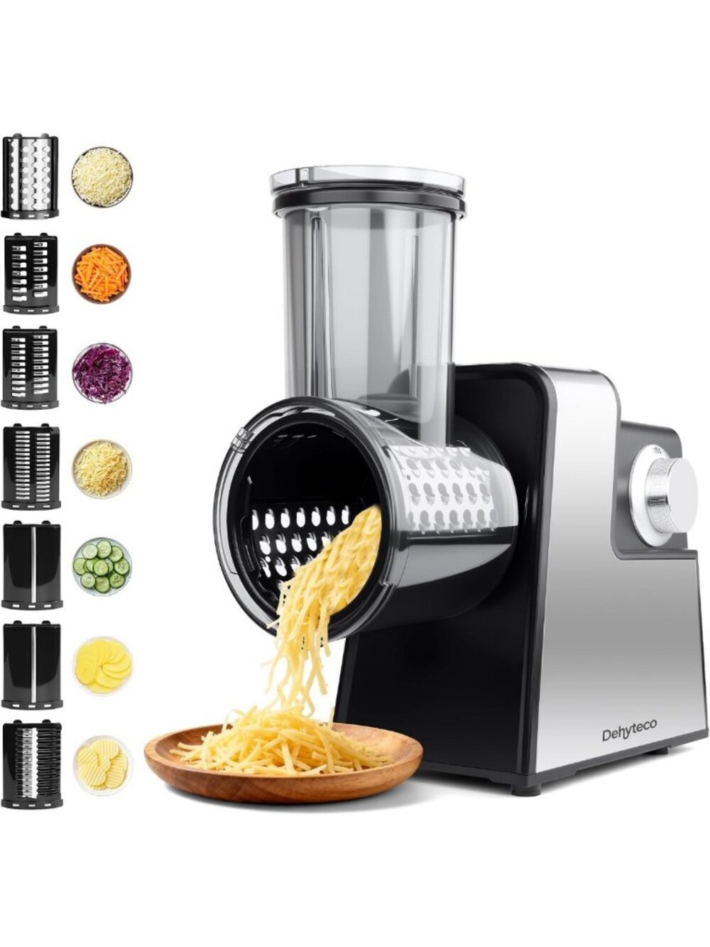 7-in-1 Electric Cheese Grater & Salad Shooter - Stainless Steel Slicer
